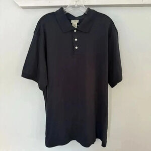 Vintage LL Bean Mens Large Short Sleeve Rugby Polo Shirt Navy